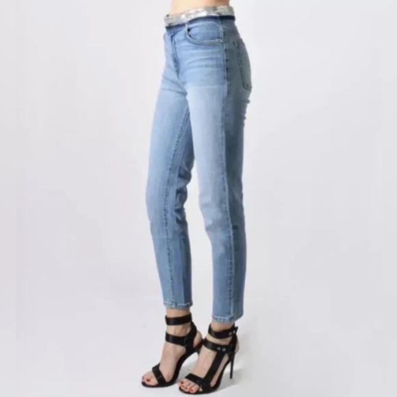 NWT IRO Jeans with sequined waistband - ankle pant distressed size 28 - Picture 6 of 12